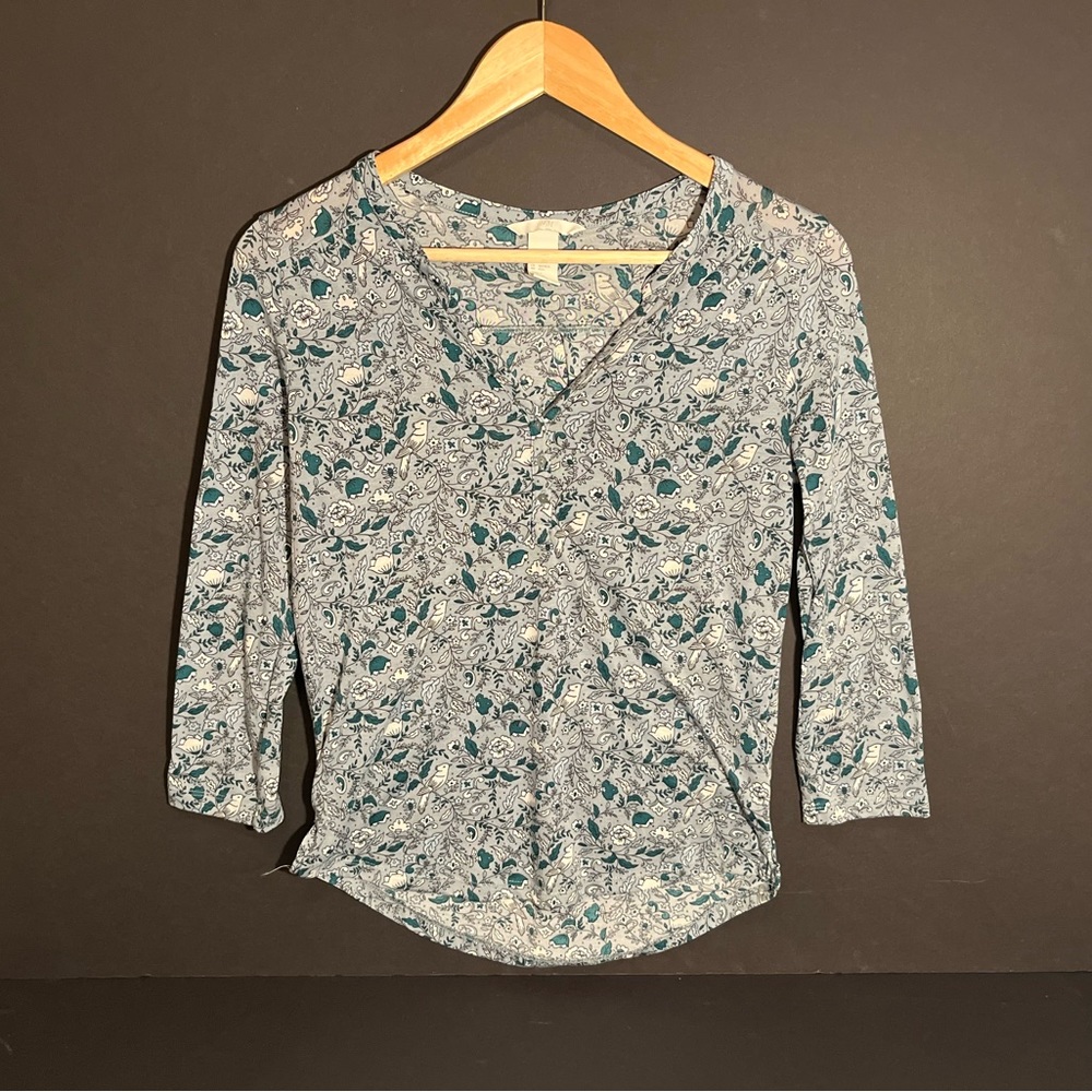 H&M Blue Pattern Blouse. Size: XS
